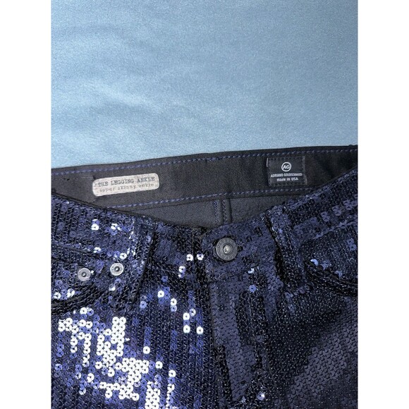 AG Adriano Goldschmied Navy Sequin Ankle Leggings Pants Jeans Size 25 - Picture 10 of 11
